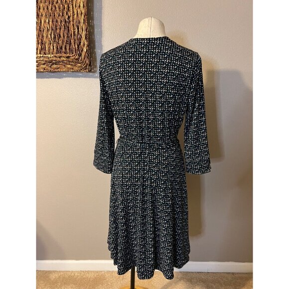 WHBM Dress M Medium Reversible 2 for 1 Blue Floral Stretch Career Church NEW - Picture 7 of 12